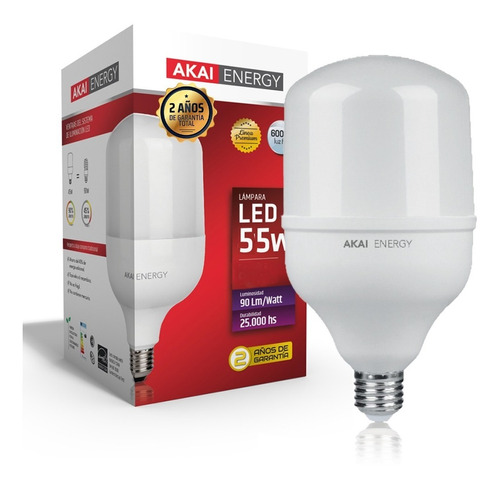 Lampara Foco Led Galponera Alta Potencia 55w Akai Luz Calida