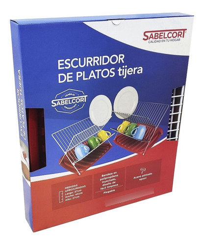 Escurre Platos Tijera  Gris Plata Sabelcort En Caja 