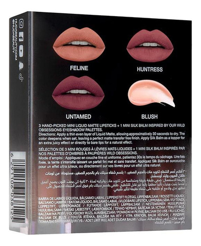 Set Huda Beauty Wild Liquid Matte & Silk Balm Minis Set X 4