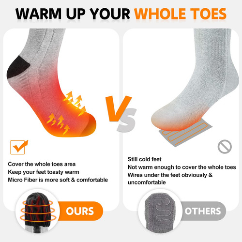 Calcetines Térmicos Eléctricos 7.4v Recargables Invierno Gris Diseño De La Tela Talle