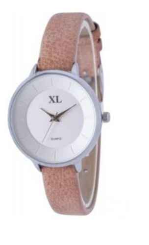 Reloj  Mujer Xl Extra Large Malla Pu Color Rosa 780-18