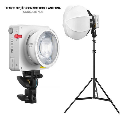 Iluminador Led Godox Ml100bi Com Soft Box Octa 50cm E Tripé
