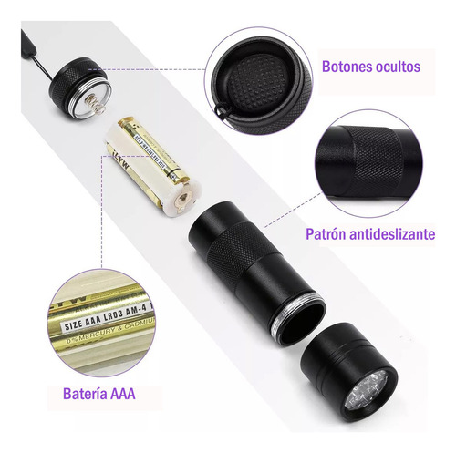 Haimo Linterna Ultravioleta 12 Led Lámpara Uv Portatil Luz
