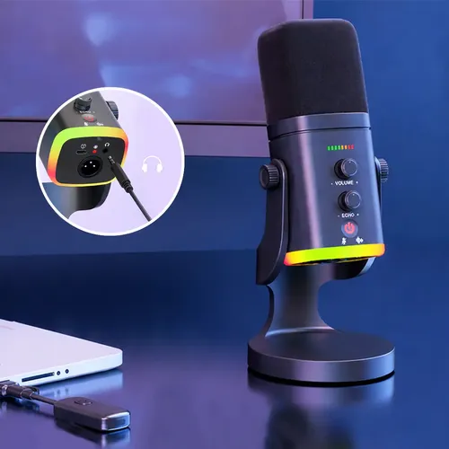Microfone Gamer Sem Fio Cardioide Dinâmico Para Pc Celular Amplig...