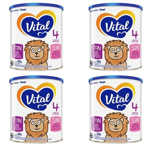 Imagen 3 de 3 de Vital 4 X 800grs. 4 Unidades De Leche En Polvo Infantil.