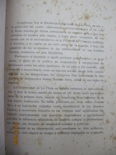 Problemas Americanos Conferencias L. S. Rowe 1915 La Plata 