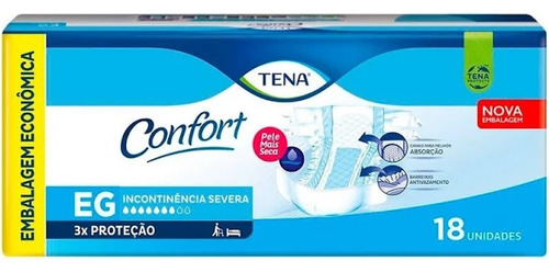 Fralda Adulto Tena Confort Eg Com 18 Unidades - Tena Eg