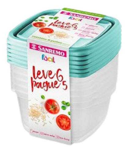 6 Potes Plástico Quadrados 800ml Microondas Freezer Bpa Free