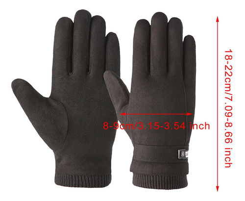 Guantes De Ante De Invierno Engrosados Con Dedos Negro