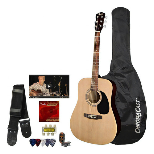 Guitarra Acústica Squier Fender Accesorios Color Natural Orientación de la mano Derecha