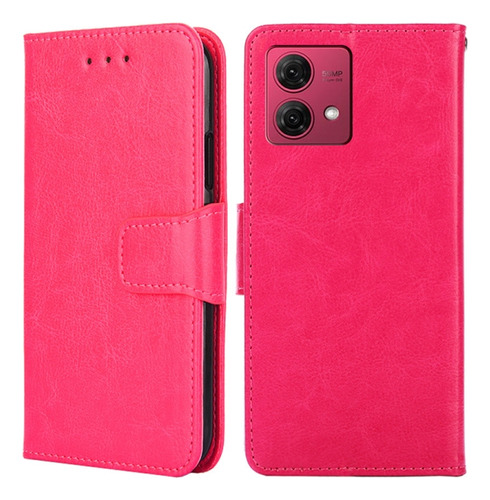 Funda De Teléfono De Cuero Rojo Rosa Para Motorola Moto G84