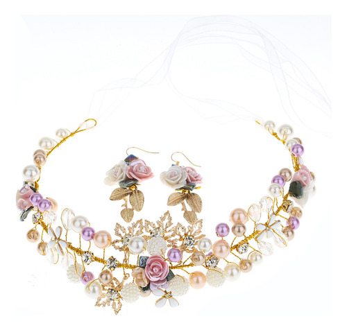 Tiara Y Aretes De Perlas Para Novia Hechos A Mano