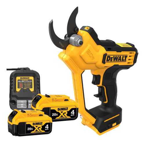 Tesoura Poda Dcpr320b + 2 Baterias 4ah + Carregador Dewalt Cor Amarelo