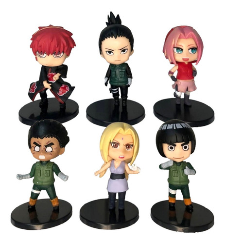 Colección De 6 Figuras Personajes Naruto 10 Cm Cabezones