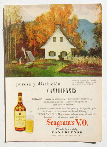 Publicidad Antigua Mexicana De Whisky Seagram's Vo, De 1952