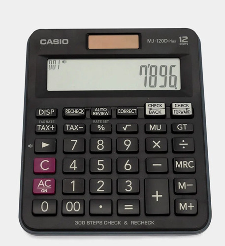 Calculadora Casio Mj 120d Plus Bk 12 Digitos Solar Y Bateria