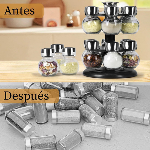 Especiero De Cocina Giratorio 360° Con 12 Tarros De Cristal
