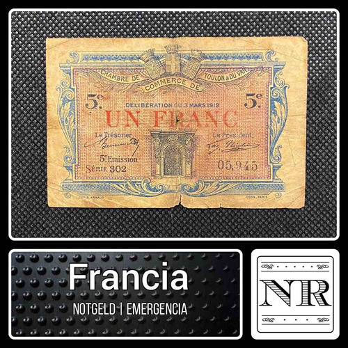 Francia - 1 Franc - Año 1920 - Emergencia - Toulon & Du Var