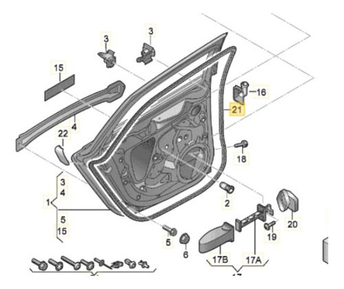 Burlete Puerta Derecha Trasera Ext Audi A4 Sedan 2013 2015