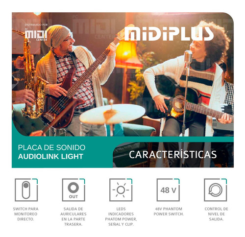 Imagen 6 de 10 de Promo Placa De Sonido Usb Externa Midiplus Audiolink Light