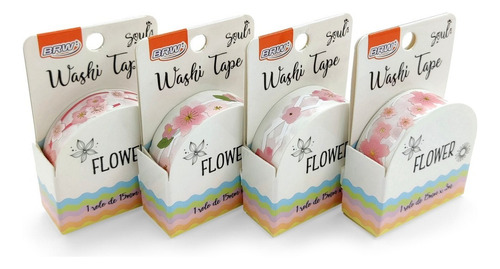 Washi Tape Flor 15mmx3m Bolsa X4 Blisters Brw Color Rosa Soul