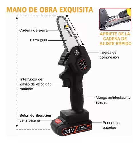 Mini Motosierra Bateria 6 Pulgadas, Motosierra Eléctrica de Mano, Sierra  Electrica Podar Arboles, Pequeñas Portátil Inalámbrica para Podar Jardin, 2  x 2.0 Ah Baterías : : Jardín