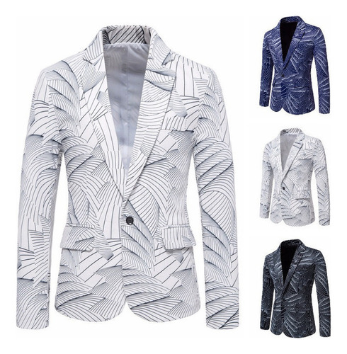 Chaqueta De Traje Casual Ajustada A Rayas Con Botones [u]