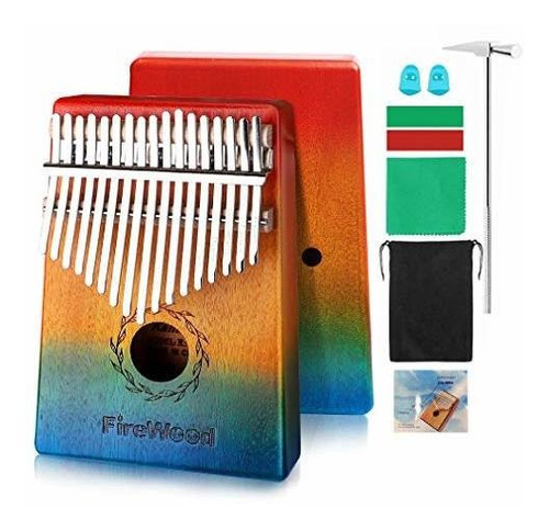 Kalimba Thumb Piano Firewood 17 Teclas Coloridos Instrumento