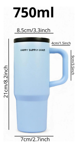 10 Termo De Acero Inoxidable 750ml Con Asa Y Popote Mayoreo Surtido