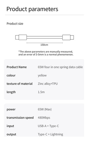 Basemo Car 4 In 1 Data Cable Type-c + Ios Charging Cable