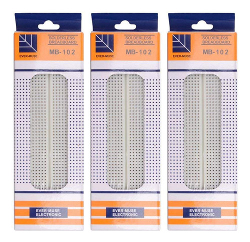 Hiletgo 3 Piezas Mb-102 Breadboard 830 Puntos Sin Soldadura 