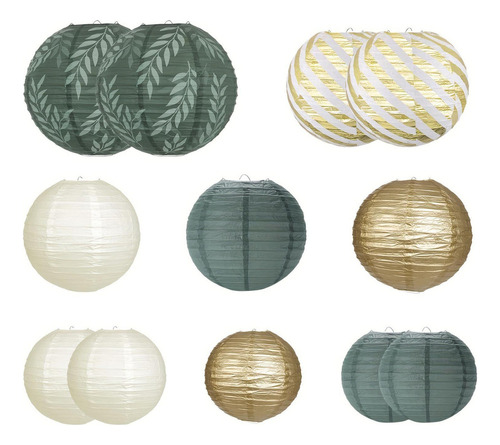 12 Farolillos De Papel Con Forma De Bola, Pompones De Papel