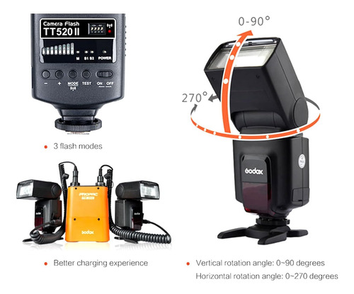 Flash Tt520ii Speedlight Receptor Inalámbrico 433 Mhz