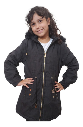 Campera Parka Nenas Con Piel Y Capucha