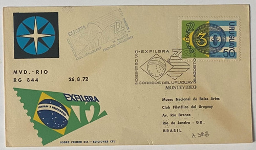 Sobre Primer Día, 1972, Exfilbra72, A388 Sp6