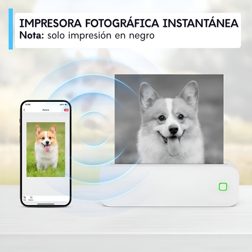Impresora Térmica Portátil A4 - Impresión Sin Tinta Blanco