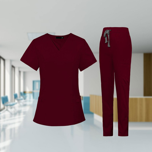 Conjunto De Uniforme Para Enfermería Con Cuello En V Para