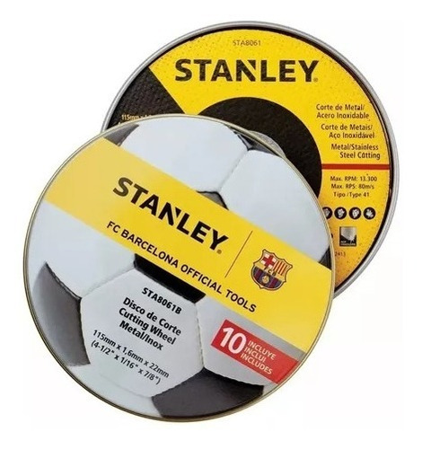 Disco De Corte De Metal 4 1/2 Stanley 10 Unidades E.o Color Amarillo/Negro