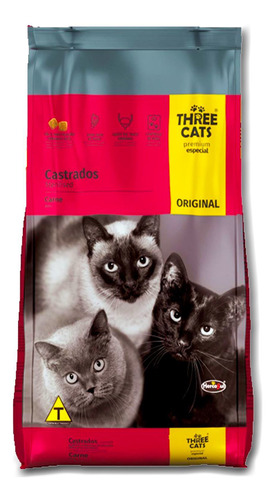 Alimento Three Cats Familia Original Gatos Castrados 