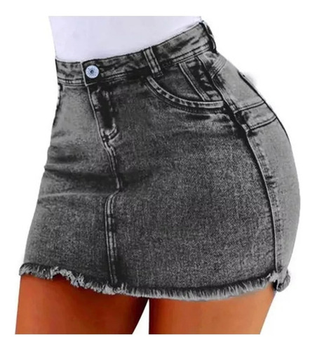 Minifalda Corta De Mezclilla Para Mujer