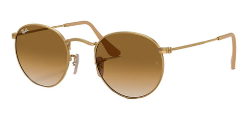 Imagen 1 de 1 de Anteojos de sol Ray-Ban Round Metal Standard con marco de metal color matte gold, lente light brown de cristal degradada, varilla matte gold de metal - RB3447