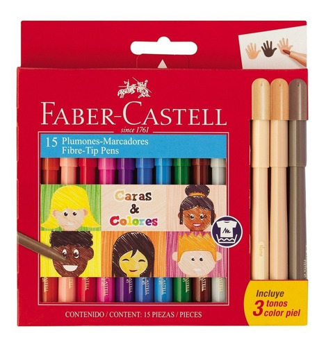 Marcadores Faber Castell Caras + Colores X12+3 - Libreria Jr