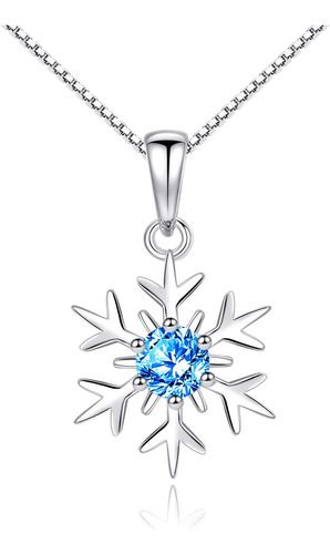 Collar De Copo De Nieve Para Mujer, Cadena Ajustable De Azul