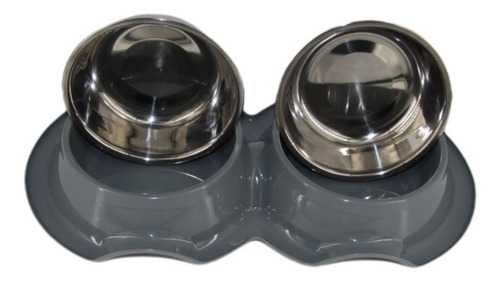 Imagen 2 de 4 de Plato Doble Con Pocillo De Acero Inoxidable