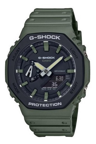 Reloj Casio G-shock Ga-2110su-3a Agente Oficial Color De La Malla Verde Color Del Bisel Verde Color Del Fondo Negro