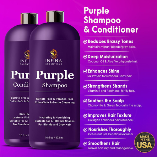 Conjunto De Shampoo E Condicionador Roxo Infina Essentials -