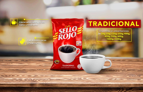 Imagen 2 de 4 de Café Tostado Y Molido Sello Rojo Tradicional Pack 500g