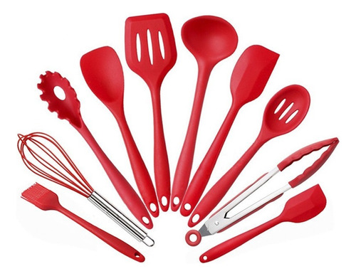 Utensilios De Cocina De Silicona, 10 Piezas, Cuchara Y Espát