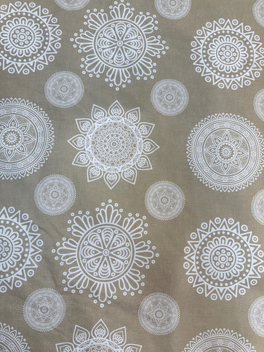 Tela Cuerina Simil Cuero Estampada Ancho 1.40 Mándalas Beige Mandalas