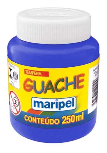 Tinta Guache Azul Escuro 250ml Maripel Para Artes e Escola